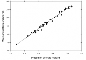 leaf margins and temperature graph