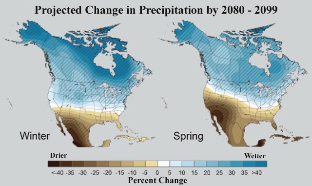 projected change in precipitation by 2080 to 2099